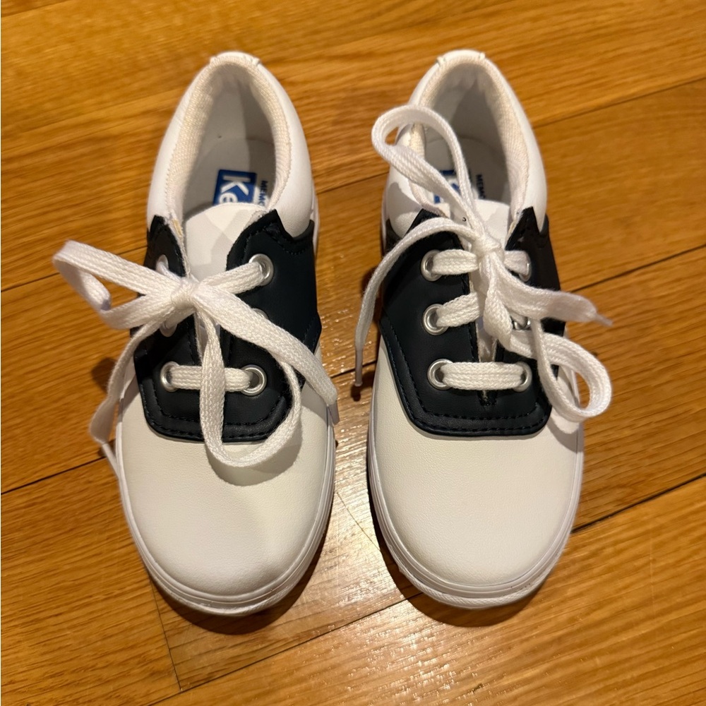 KEDS toddlers/little kids Kids School Days II White/Navy Leather Sneakers